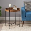 Okak Minimalism Round Side Table with Metal Reinforced Legs, End Table with Woodern Top, Tray Tables for Living Room, Balcony, Natural - 2 of 4