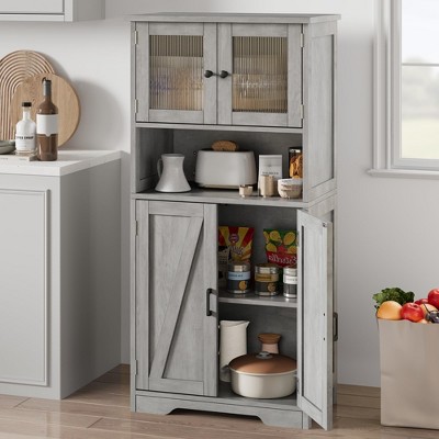 50.4" Kitchen Pantry Cabinet - Freestanding Wood Storage w/Doors & Shelves for Kitchen/Living Room