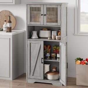 50.4" Kitchen Pantry Cabinet - Freestanding Wood Storage w/Doors & Shelves for Kitchen/Living Room - 1 of 4