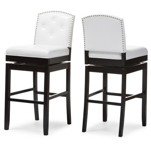 White leather 2025 swivel bar stools