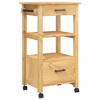 vidaXL Kitchen Trolley MONZA 18.9 in.x15.7 in.x35.4 in. Solid Wood Pine - 2 of 4