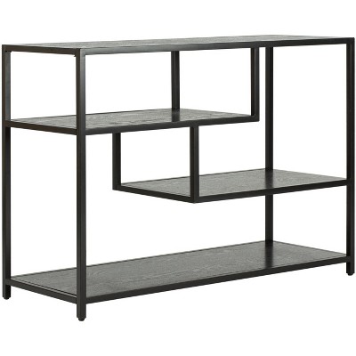 Reese Black Geometric Wood and Metal Console Table
