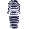 Women's Casual Long Sweatshirts 3/4 Sleeve Hooded Bodycon Dress with Kangaroo Pocket - 3 of 4