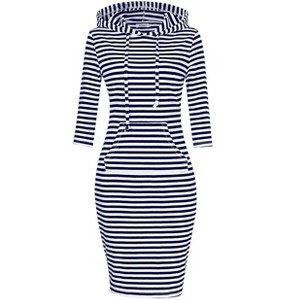 Clearlove Women's Casual Pocket Slim Pullover Maxi Hoodie Dress - 1 of 4