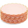 Sparkle and Bash 50 Pack Disposable Scalloped Plastic Dinner Plates for Wedding & Birthday Party Supplies, Pink & Gold Trim, 9 in - 4 of 4