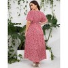 BLUEMING Summer Maxi Dress for Plus Size Women Tie Wasit Surplice Dress Flutter Sleeve A-Line Dress - 2 of 4