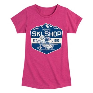 Girls' - Peanuts - Ski Shop Fitted Short Sleeve Graphic T-Shirt - 1 of 4