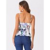 Allegra K Women's Floral Print Sleeveless V Neck Tie Waist Peplum Cami Top - 3 of 4
