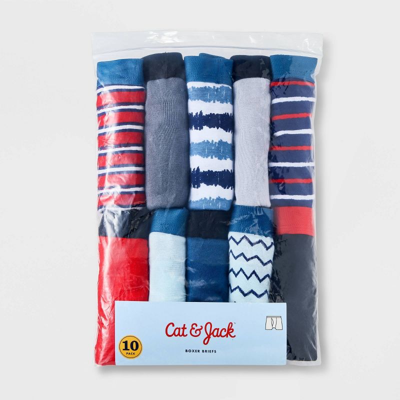 Boys' 10pk Striped Boxer Briefs - Cat & Jack™ Red/Blue, 3 of 5