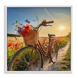 Stupell Industries Flower Stop Bicycle Black Framed Giclee Art - 1 of 4
