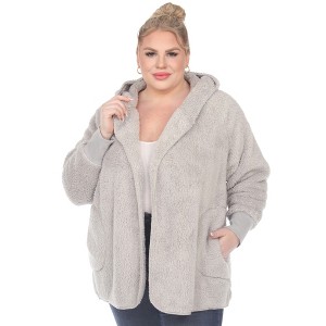 White Mark  PS Plush Hooded Cardigan with Pockets - 1 of 4