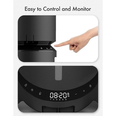 Dual Tray Black Stainless Steel Automatic Pet Feeder