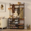 Pipe Style Wooden Brown Hall Tree with Shoe Bench - 2 of 4