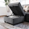 Sectional Sofa Storage Ottoman - Modular Middle Module w/ 11-Angle Adjustable Backrest, 300lb Capacity, Grey Chenille - 2 of 4