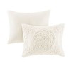 Sapphtopaz Full/Queen Sheet Set, Tufted Cotton Chenille Medallion Fringe Coverlet Mini Set, Boho Shabby Chic/Fringe Hem - Bedding with Shams - 4 of 4