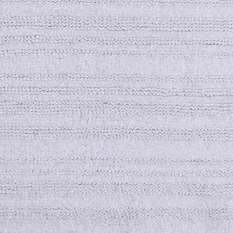 Knightsbridge Luscious Textured Striped All Season Soft Plush Cotton Reversible & Soft Bath Rug White, 3 of 4