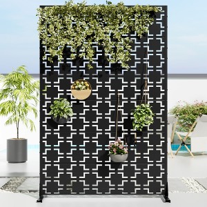 Dovelina Outdoor Freestanding Metal Privacy Screen Decorative Garden Fence - 1 of 4