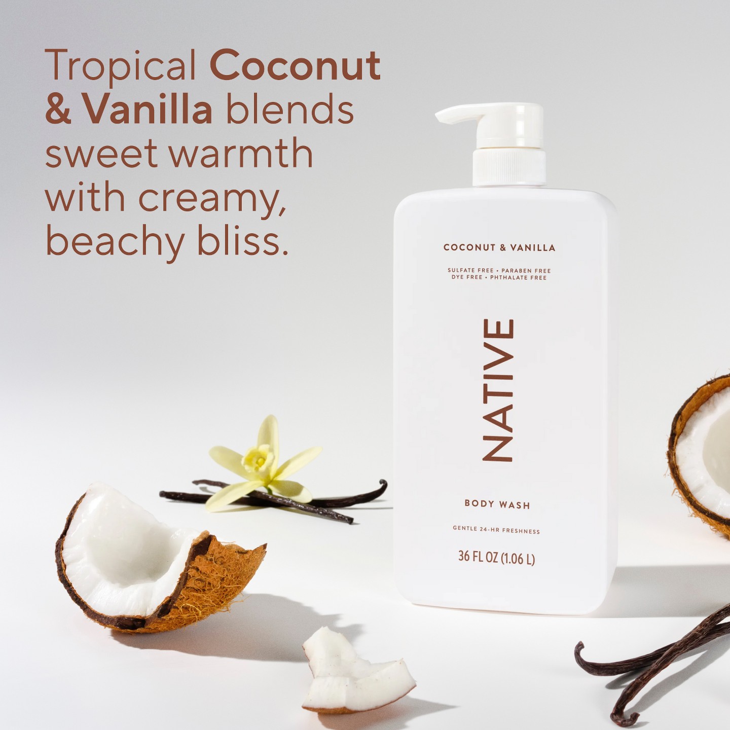 Бессульфатный гель для душа Native, Coconut & Vanilla, 36 fl oz — фото 5