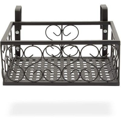 Farmlyn Creek 2 Pack Black Metal Wall Hanging Planter Balcony Patio Fence, Railing Shelf, 2 Sizes