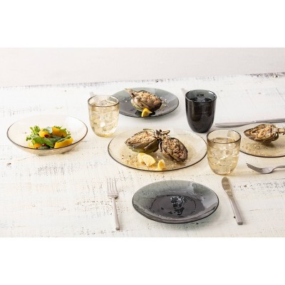 Los Cabos Ginger Root Hammered Glass 10oz Stemless Tumblers Set of 4