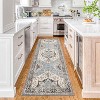 Machine Washable Vintage Area Rug - Low Pile Boho Farmhouse Distressed Floral Print Non-Slip Ultra Thin Living Room Bedroom Office Rug - 2 of 4