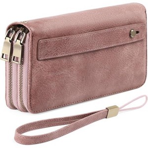 Hachikiko Womens Clutch Wallet RFID Blocking - Vegan Leather Wristlet with Adjustable Grip Hand Strap, Dual-Zipper Large Capacity Credit Card - 1 of 4