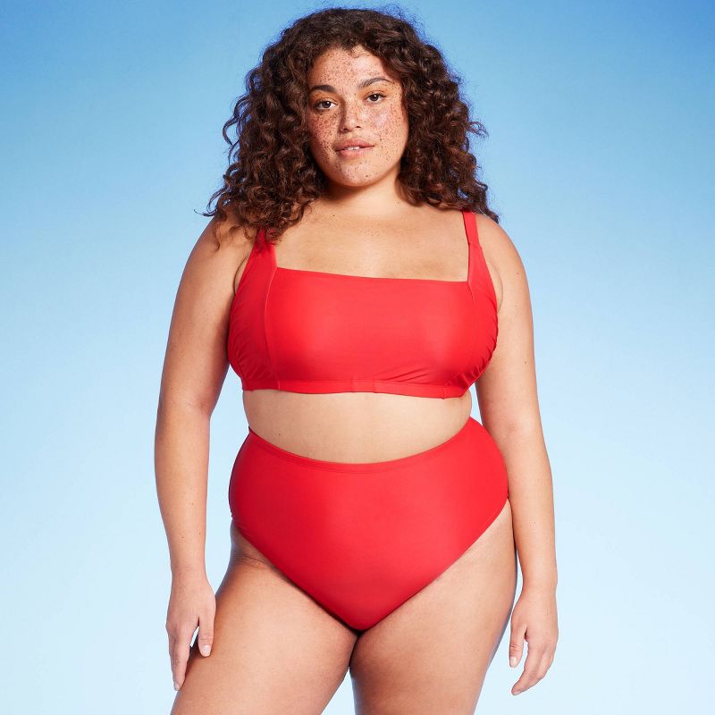 Women's High Waist Cheeky Bikini Bottom - Wild Fable™ Red, 4 of 5