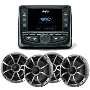 Wet Sounds WS-MC-2 Marine Radio with 2 Pairs Wet Sounds RECON 6-S Recon Series 6.5" 60-Watt RMS Coaxial Speakers With Silver XS Grille And Cone (Pair) - 1 of 4