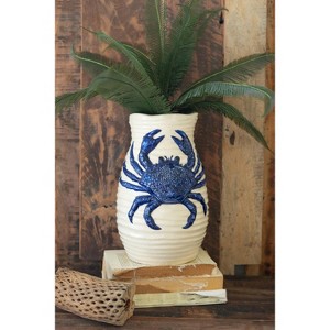 Ceramic Crab Shaped Vase – 12" Tall Nautical Accent by Kalalou - 1 of 3