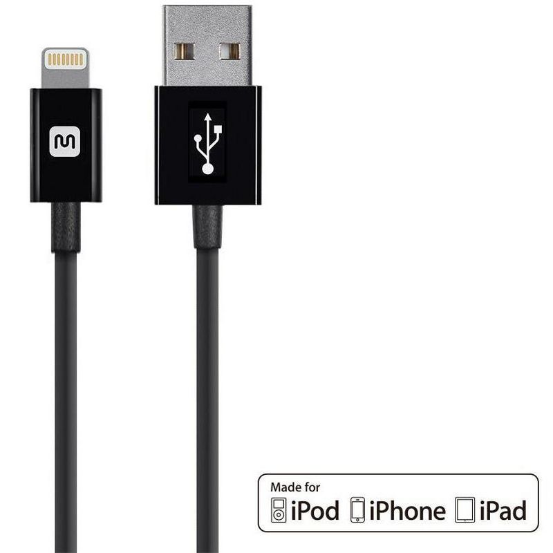Monoprice Apple MFi Certified Lightning to USB Charge & Sync Cable - 6 Feet - Black | iPhone X, 8, 8 Plus, 7, 7 Plus, 6, 6 Plus, 5S - Select Series, 1 of 7