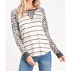 Women's Carol Leopard & Striped Raglan Top - Shirley Stone - 2 of 4