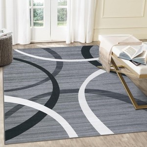 Large Area Rug, Machine Washable, Non-Slip, Modern Circle Design, Low Pile Throw Rug for Living Room, Bedroom, Dining Room, Office. - 1 of 4