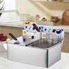 Professional 2x10L Dual Tank Electric Deep Fryer | Restaurant-Grade for Turkey, Adjustable Thermostat, Removable Lid - Heavy-Duty - 3 of 4
