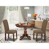 3-Piece Mahogany Finish Solid Wood Top - Button Tufted Upholstered Dining Room Set - Seats 4 - 2 of 4