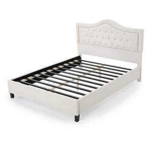 Dante Upholstered Bed - Ivory - Queen - Christopher Knight Home
