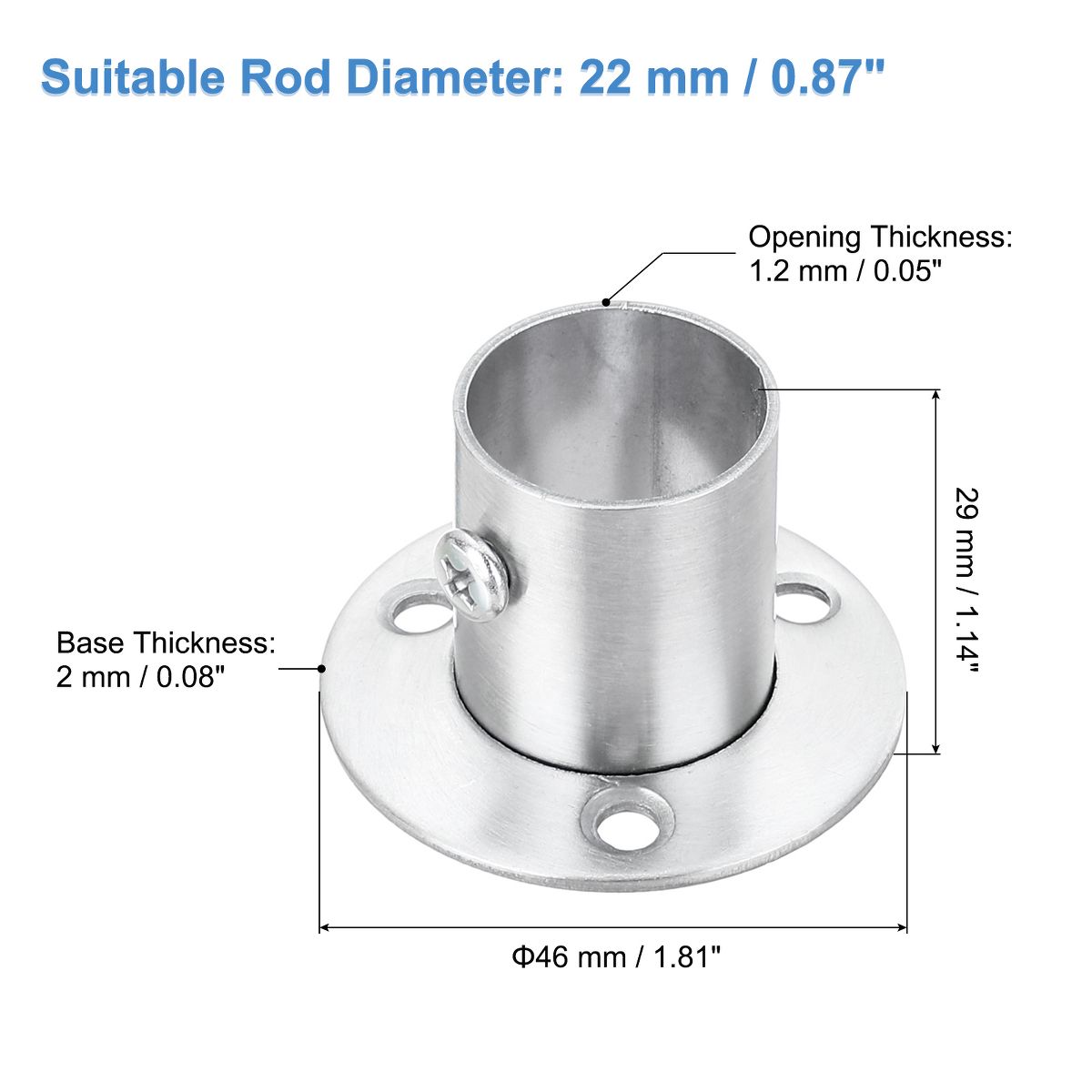 Unique Bargains Flange Closet End Supports Diameter Rod Bracket 4 Pcs - thumbnail 9