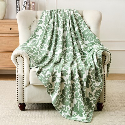 Walensee Throw Blanket, Soft & Lightweight Cozy Blanket for Sofa, Bed, Couch & Lounge Chair, 50"x60" Green Printed, All Season Comfort