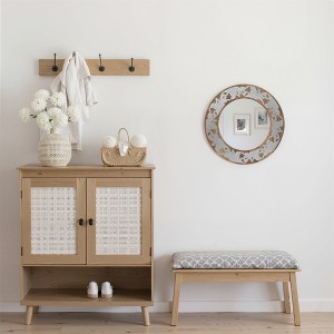 Wooakway Natural Wood and Aluminum 23" Round Mirror - 1 of 4