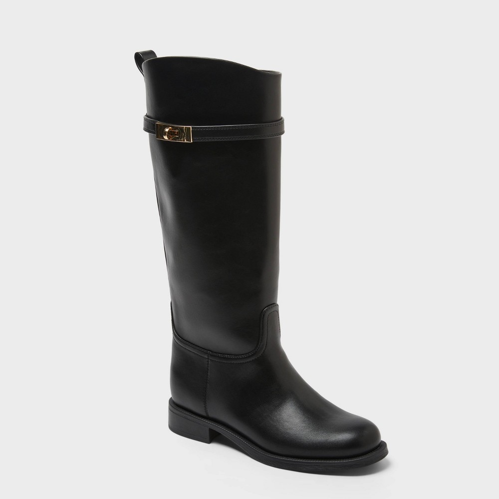 Women's Lenora Mid Calf Riding Boots - A New Day™ Black 5