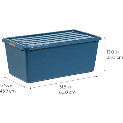 Navy Blue Stackable Plastic Storage Bins with Lids, Set of 4