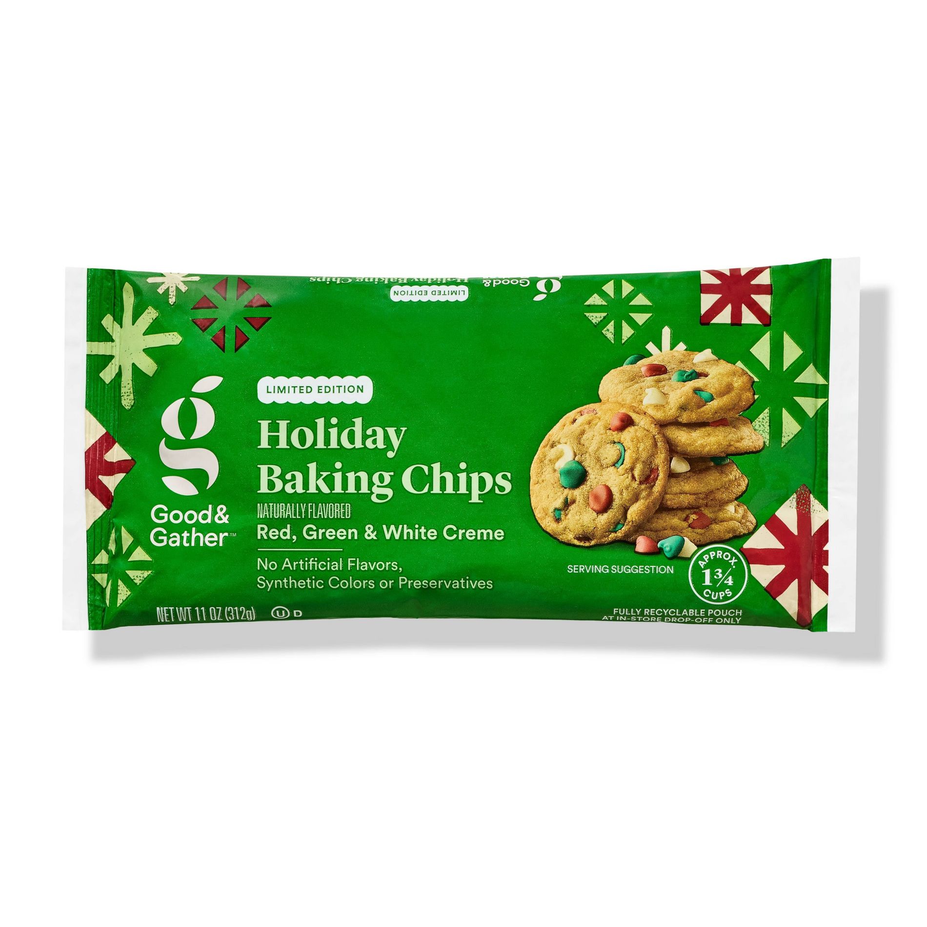 Holiday Baking Chips Naturally Flavored Red, Green & White Creme - 11oz - Good & Gather™