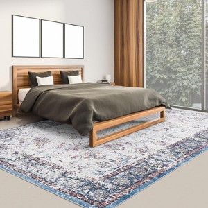Modern Washable Printed Area Rug, Floor Carpet with Non-Slip Backing, Low Pile Stain Resistant & Non-Shedding Accent Mat for Living Room Bedroom - 1 of 4
