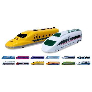 Link Worldwide Ready! Set! Play! Set Of 12 Pull Back Powered Toy Trains Vehicles