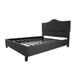 Dante Upholstered Traditional Bed Frame Queen Dark Gray - Christopher Knight Home