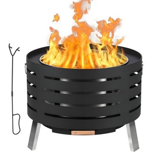 Coucheta 26 Inch Round Outdoor Smokeless Wood Burning Fire Pit - with Removable Ashtray and Portable Tote Bag - 1 of 4