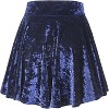 Women's Vintage Velvet Skater Skirt - Stretchy Flared Mini A-Line Skirt Navy - 3 of 4