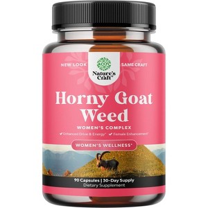 Horny Goat Weed for Women Capsules, Female Support Blend, Ashwagandha Panax Ginseng & Maca Root, Increase Drive Energy & Mood, Nature's Craft, 90ct - 1 of 4