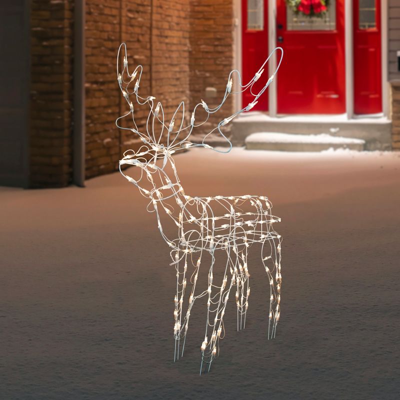 Northlight 48" Lighted White Standing Reindeer Outdoor Christmas Yard Decoration, 2 of 8