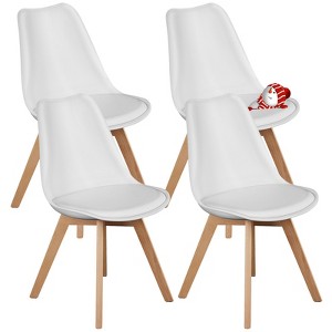 Wooakway Set of 4 PU Leather Upholstered Dining Chairs with Wood Legs for Kitchen Dining Living Room - 1 of 4