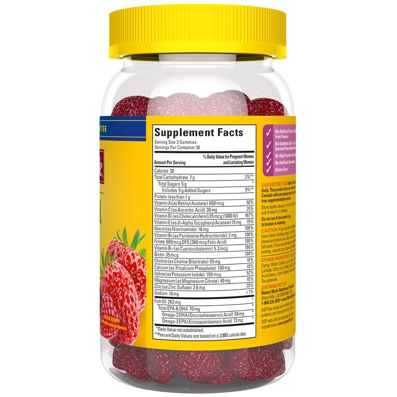 Nature Made Prenatal Gummies, DHA, Folic Acid, Choline, Prenatal Vitamins + Minerals Supplement - 60ct, 3 of 15